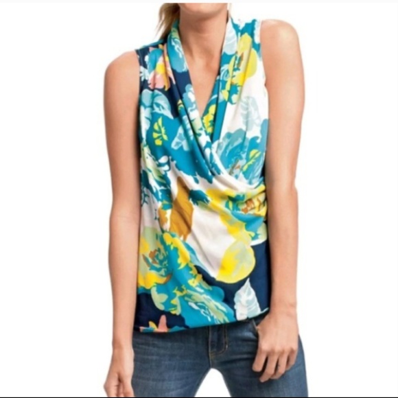 CAbi Tops - CAbi #741 S Floral Blossom Draped Wrap Blouse 3032